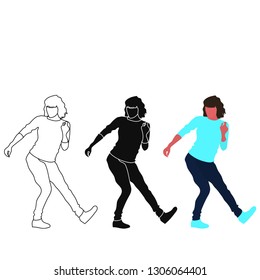 Dancing girl,  Modern dance, on white background - vector