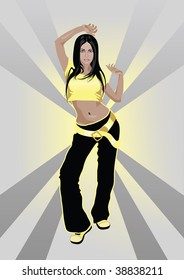 Dancing girl on an abstract background