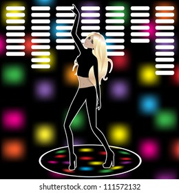 Dancing girl on a background of lights