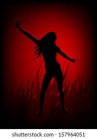 dancing girl on a red background