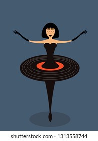 Dancing girl plate on a blue background