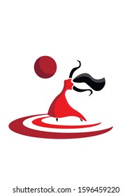 Dancing girl in red logo