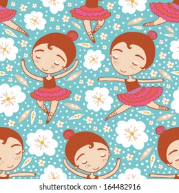 dancing girl seamless pattern