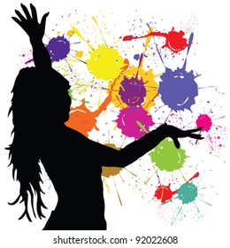 dancing girl silhouette art vector silhouette with color background