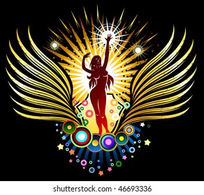 Dancing Girl Silhouette Emblem