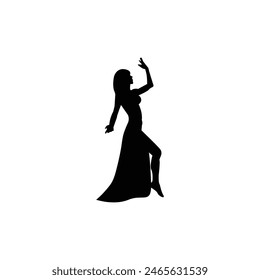 Dancing girl silhouette logo icon vector art illustration.