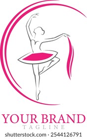 Dancing girl silhouette studio fitness running trainer vector colorful sport school icon and symbol logo.