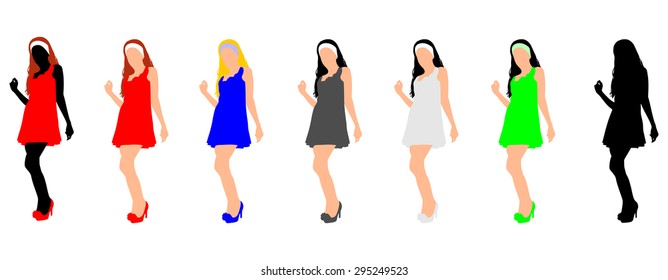 Dancing girl silhouette, vector 