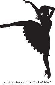 dancing girl Silhouette Vector Art Icons.