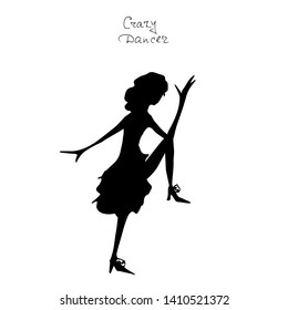 Dancing girl silhouette. Vector illustration.