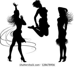Dancing girl silhouettes