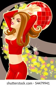 Dancing girl in style of a disco