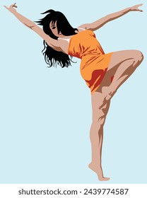 Dancing Girl super Graphics Vector Design 