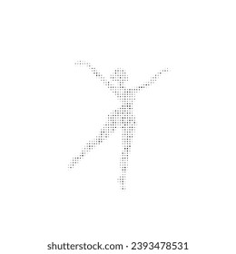 The dancing girl symbol filled with black dots. Pointillism style. Vector illustration on white background
