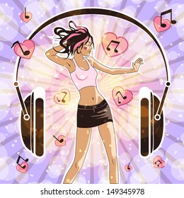 Dancing girl, vector illustration, eps10