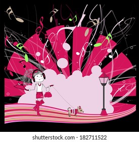 Dancing girl, vector illustration, eps10