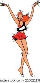 Ilustración vectorial de chica bailarina de jengibre plana