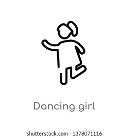 dancing girl vector line icon. Simple element illustration. dancing girl outline icon from people concept. Can be used for web and mobile