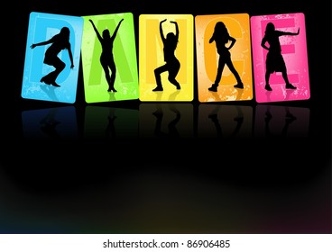 Dancing Girls - Background illustration, Vector