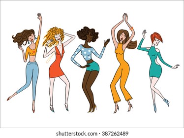 Bailando chicas. Fiesta de baile.