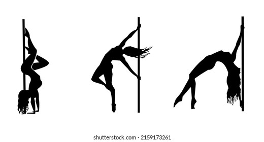 -dancing girls on a pole on a white background,