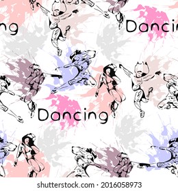 Dancing girls on a white background. Pattern.