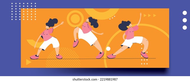 Dancing girls. A set of three figures in motion