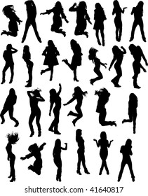 dancing girls silhouette vector file