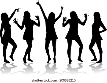Dancing girls - silhouettes.