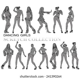 Dancing girls silhouettes
