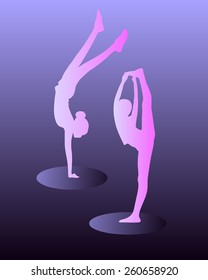 Dancing girls silhouettes , sports illustration