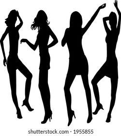 Dancing Girls silhouettes -  Stock Vector Illustration