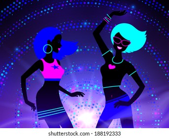 Dancing girls. Vector illustration.