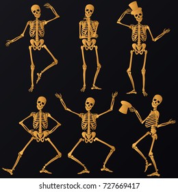 Dancing golden Skeletons