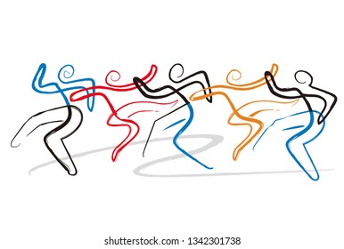 
Dancing group, disco, modern dance.
Expressive, stylized illustrations of dancing people. Ink drawing Imitation . Isolated on white background. Vector available.