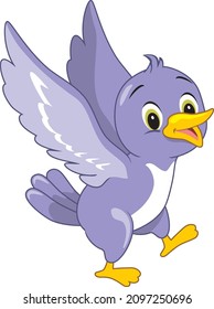 Dancing happy little bird. Vector