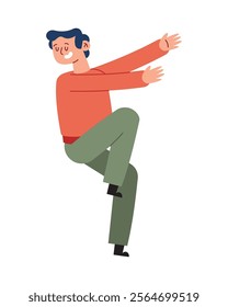 dancing happy man character isolated icon