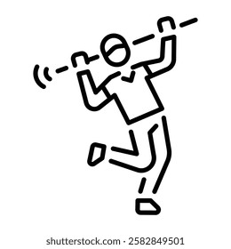 Dancing happy player icon in line style 