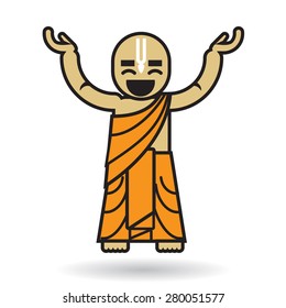Dancing Hare Krishna man. In happy mood.