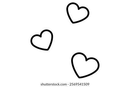 Dancing Hearts, Simple and cute black and white Valentine's Day icon, Vector Illustration