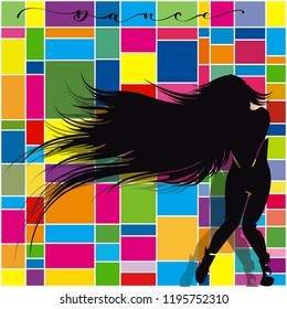 Dancing hip-hop elegant young girl. Vector illustration for print or background