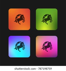 Dancing horse and horseshoe background four color gradient app icon design