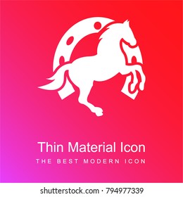 Dancing horse and horseshoe background red and pink gradient material white icon minimal design