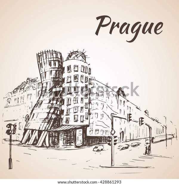 Dancing House Prague Czech Republic Stock Vector Royalty Free