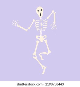 Dancing human skeleton. Halloween collection. Flat vector illustration