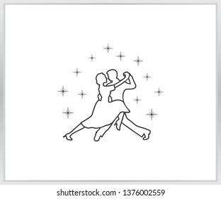Dancing icon. international dance day. the line of shape people dance