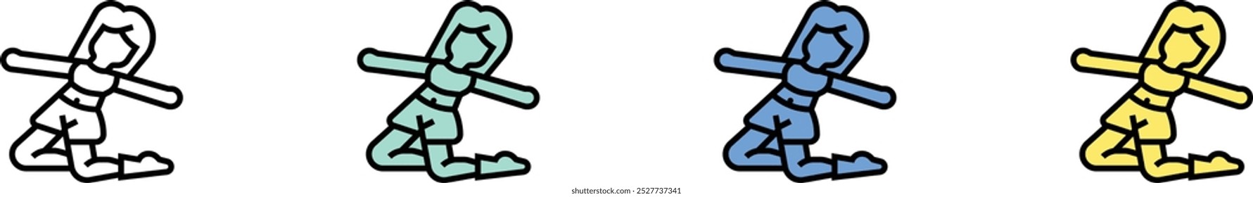 dancing icon. Outline, Green, Blue and Yellow Style Design Isolated On White Background