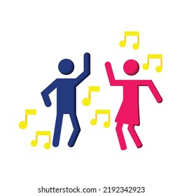 Dancing icon. Subtable to place on music festival, music, etc.