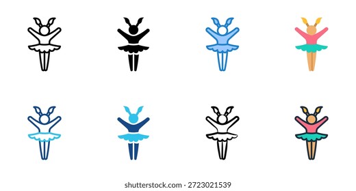 Dancing icons set multiple style collection. Editable stroke 
