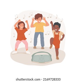 Dancing isolated cartoon vector illustration. Simple dance movement, children move with music, dancing session for kids, autism daycare center, fun physical exercise, child care vector cartoon.